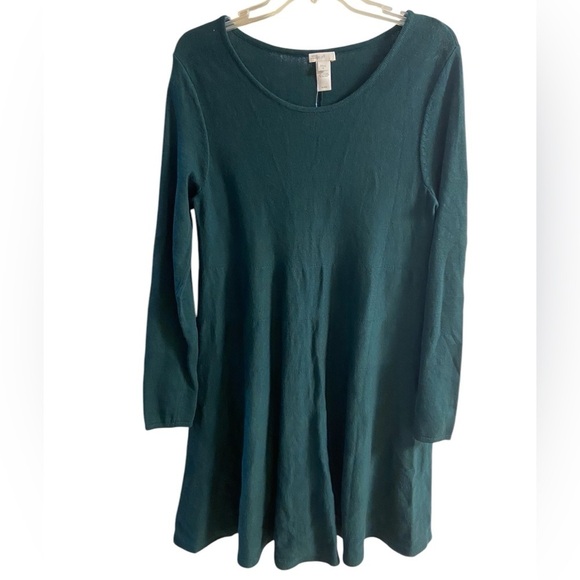J Jill evergreen midi swing dress knit long sleeve Medium NWT - Picture 1 of 8